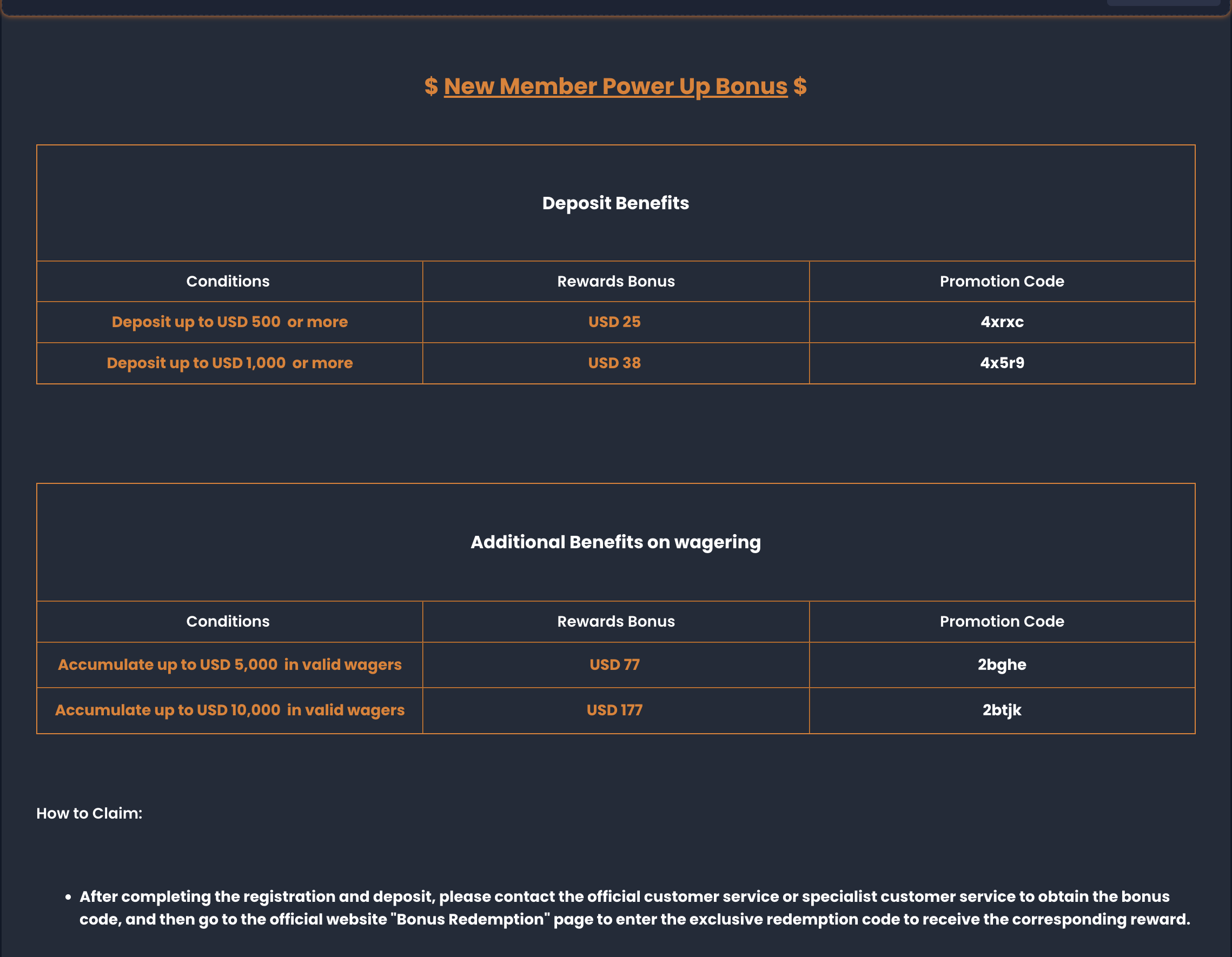 XYES power up bonus terms screenshot.